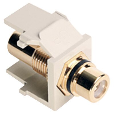 Leviton QuickPort RCA Snap-In Connector (Gold-Plated), Black Stripe, Light Almond